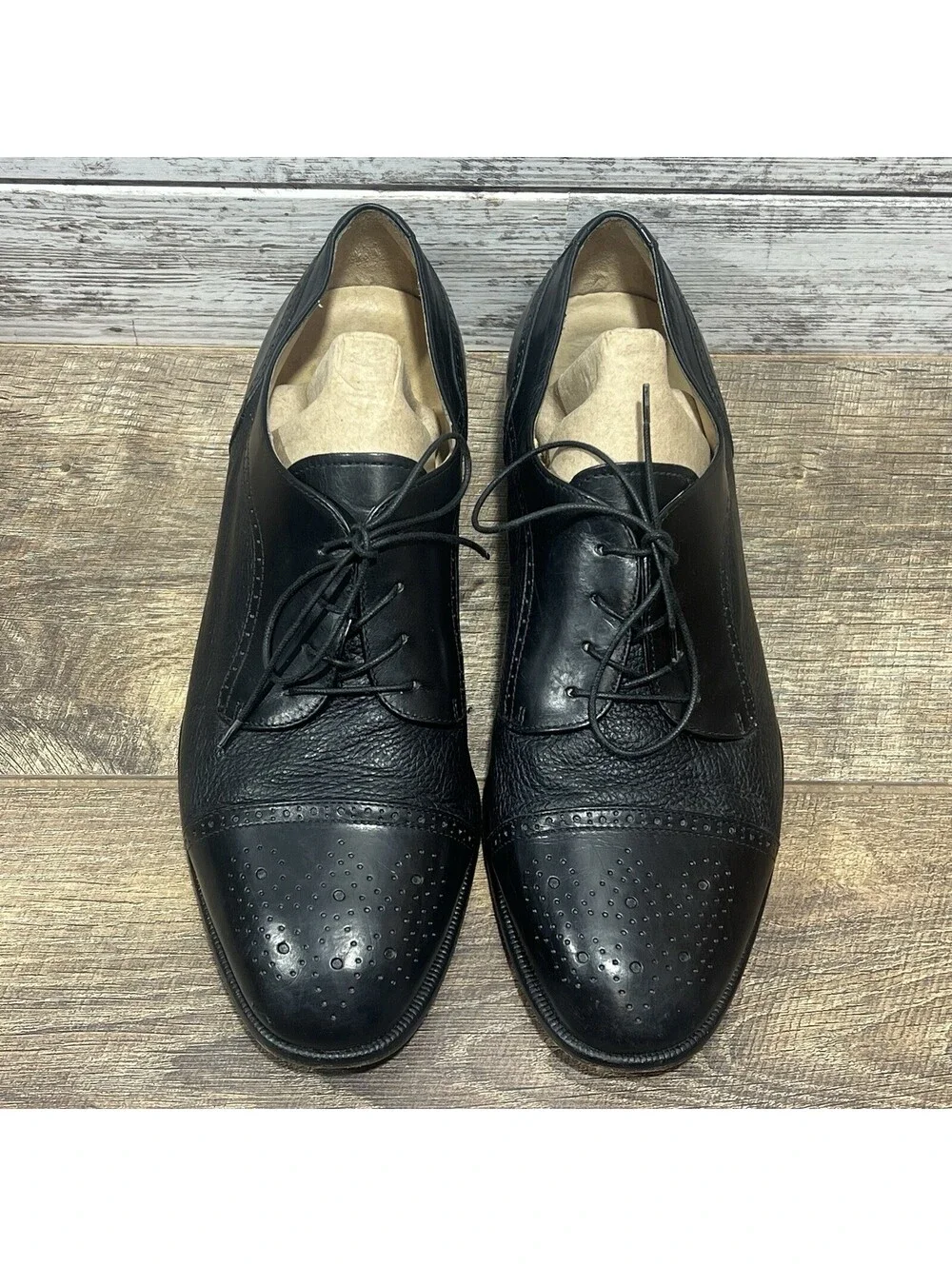 Pronto Uomo Firenze Italian Mens 11 M Oxford Dress Shoe Black Leather 4393-02